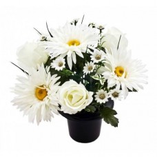 Gerbera/Rose Bud/Daisy Cemetary Pot White