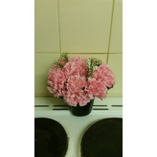 PINK  CARNATION GRAVE POTS SILK