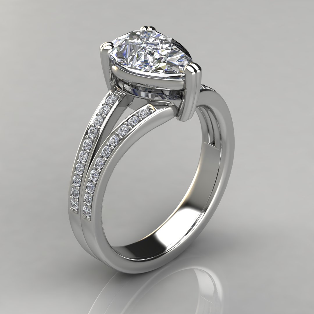 Split Shank Pear Engagement Ring | Forever Moissanite