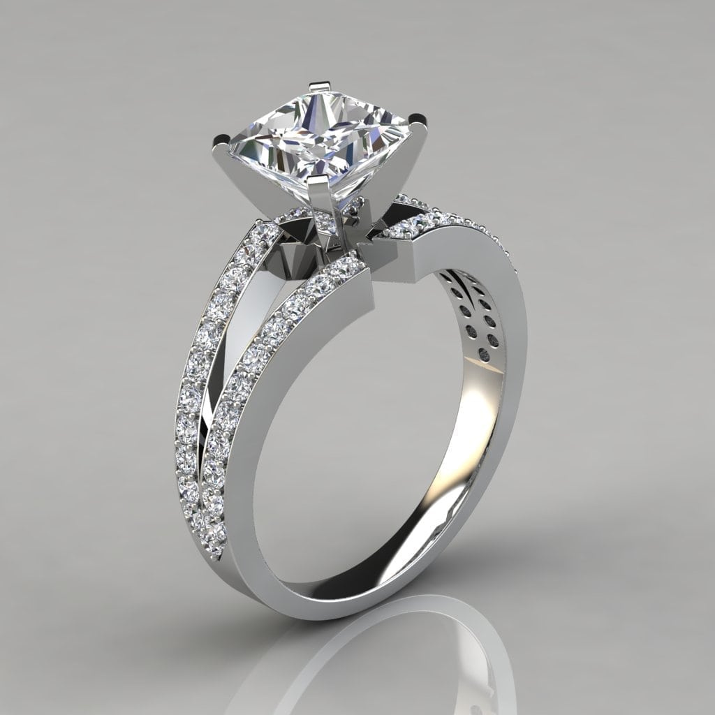 Split Shank Princess Cut Engagement Ring | Forever Moissanite