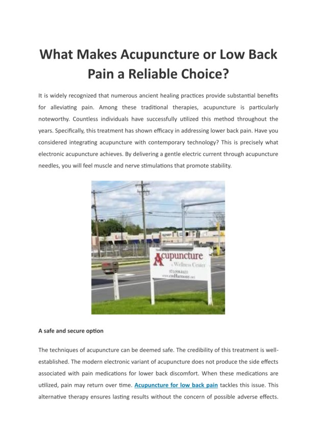 edocr - What Makes Acupuncture or Low Back Pain a Reliable Choice