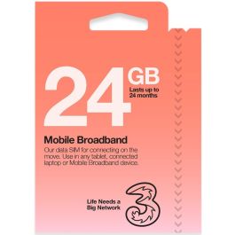 THREE 24GB PAY AS YOU GO DATA SIM CARD WITH FAST UK DELIVERY